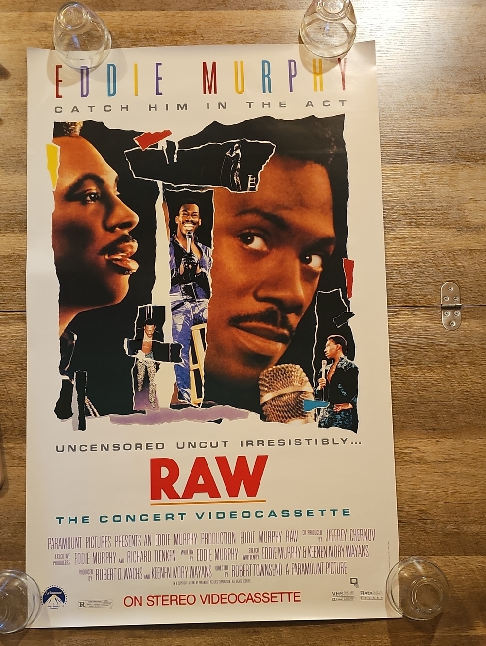 Vintage 1988 Eddie Murphy RAW Video Store Promo Poster - Unhung Rare 23x37.5